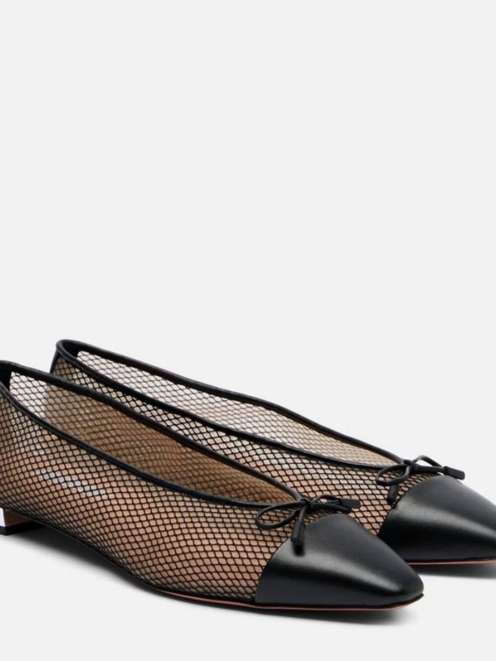 AQUAZZURA Gioia Leather-Trimmed Mesh Ballet Flats Sz IT40/US10 - Picture 3 of 4